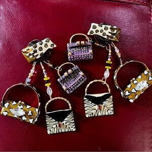 Lunch at the Ritz Vintage Animal Print Purse Statement Earrings Pierced